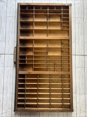 Vintage Typeset Letterpress Printers Print Tray Wood Curio Shelf Drawer